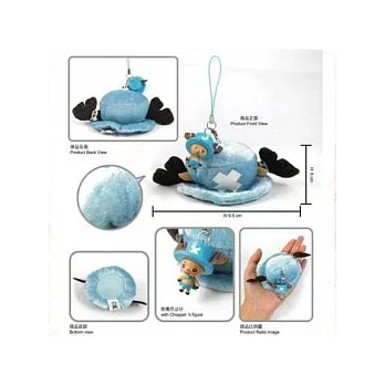 航海王-喬巴造型吊飾-帽子水藍(絨毛)