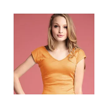 【Mirror米洛時尚】前後V領貼身短T上衣MIT台灣製-橘S