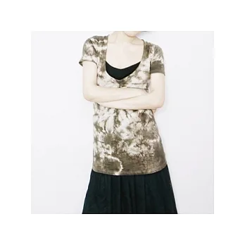 【IAN】草木雲染 烏臼-深灰 大V領長版短袖T 純天然 100% 有機棉 Organic Cotton