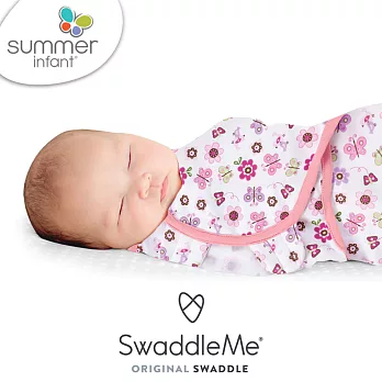 美國 Summer Infant SwaddleMe 嬰兒包巾 【蝴蝶花朵 純棉薄款】, 小號 - 可調式懶人包巾