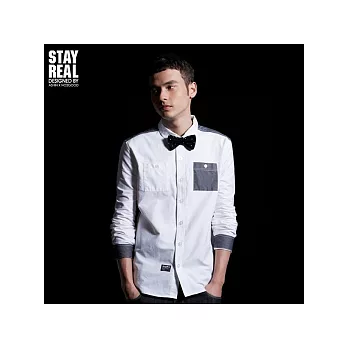 STAYREAL 牛津襯衫-白色-黑標潮流版XL號