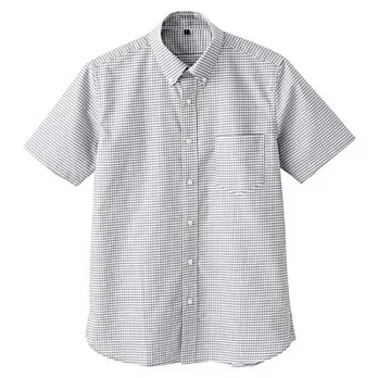 [MUJI 無印良品]男棉抗皺細格紋短袖襯衫灰色M