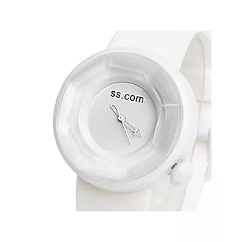 Omxus 我型我色 寶石切割面簡約膠錶-白