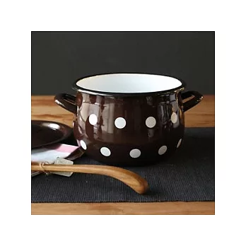 Emalia Olkusz 琺瑯雙耳鍋（咖啡水玉）