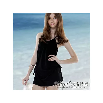 【Mirror米洛時尚】側邊綁帶俏麗罩衫小洋裝MIT台灣製造-黑S