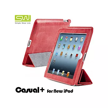 SIMPLE WEAR New iPad 專用超薄式皮套 Casual+ 渲染紅