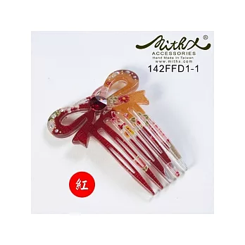 [MITHX手創]現代和風系列,櫻色,日系和風,蝴蝶結,法國梳,髮插_紅
