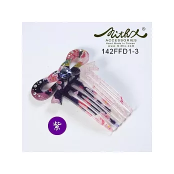 [MITHX手創]現代和風系列,櫻色,日系和風,蝴蝶結,法國梳,髮插_紫