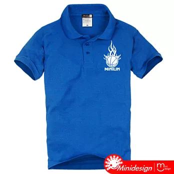 【Minidesign】MINILIN黑火籃球POLO衫-寶藍-S