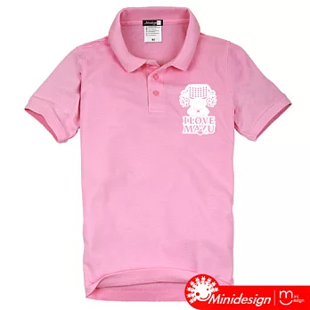 【Minidesign】I LOVE MAZU POLO衫-淺粉-XL
