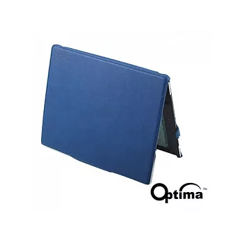 Optima 義大利小牛皮紋 new ipad / iPad2 免持多視角 硬殼 防震 保護套【藍色】