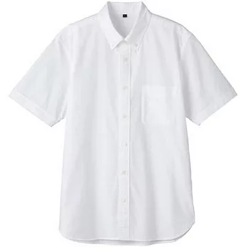[MUJI 無印良品]男有機棉牛津短袖襯衫白色L