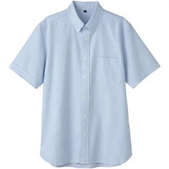 [MUJI 無印良品]男有機棉牛津短袖襯衫淺藍M