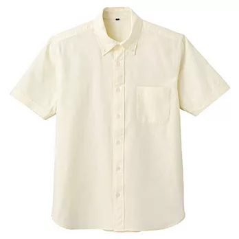 [MUJI 無印良品]男有機棉牛津短袖襯衫黃色L