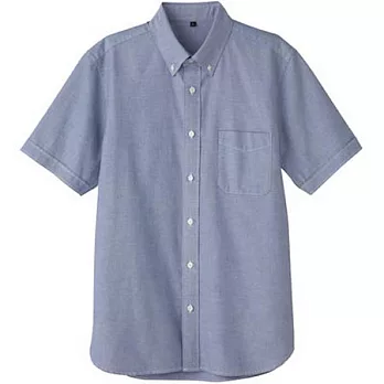 [MUJI 無印良品]男有機棉牛津短袖襯衫藍色L