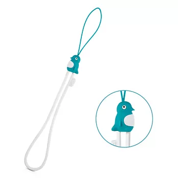 BONE / Candy Maru Strap 企鵝小丸繽紛彈力吊繩藍綠色
