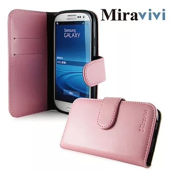 Miravivi SAMSUNG Galaxy S3 i9300專用筆記本式皮套蜜桃粉