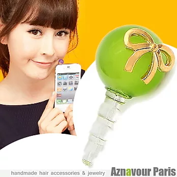 【Aznavour】Q蝴蝶結˙手機耳機防塵塞-L˙GREEN