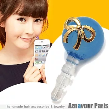 【Aznavour】Q蝴蝶結˙手機耳機防塵塞-Sky Blue