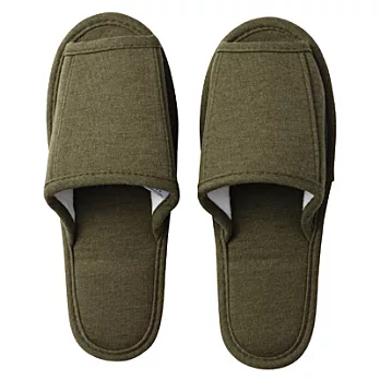 [MUJI 無印良品]棉混天竺攜帶式可洗拖鞋/卡其/M卡其