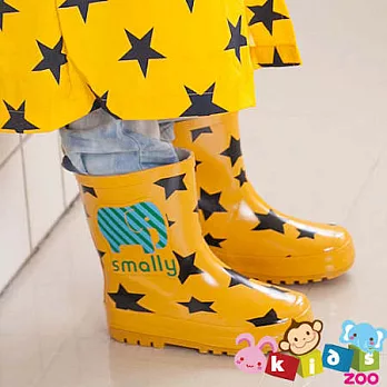 【kids zoo】可愛橡膠亮麗兒童雨鞋26黃色