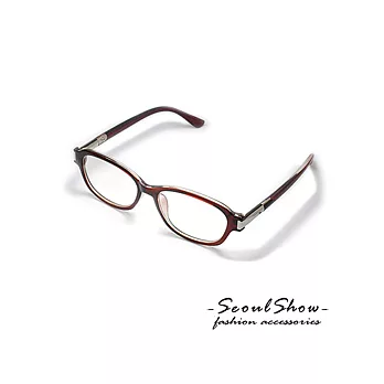 【Seoul Show】英倫學院風雙色夾心平光眼鏡(B032-茶色)