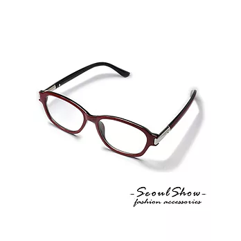 【Seoul Show】英倫學院風雙色夾心平光眼鏡(B302-酒紅色)