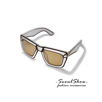 【Seoul Show】前衛覺醒透名鏡框 單色色調太陽眼鏡(77261-咖啡)