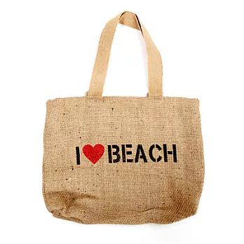 【KK Jute Bag 潮麻包】我愛海灘-肩背手提二用包