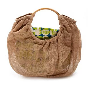 【KK Jute Bag 潮麻包】綠時尚-時髦百搭竹柄手拿包