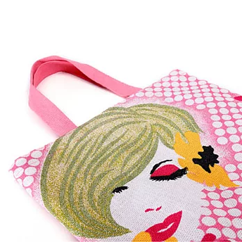 【KK Jute Bag 潮麻包】時尚女子-肩背手提二用包/粉色粉紅