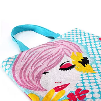 【KK Jute Bag 潮麻包】時尚女子-肩背手提二用包/粉色粉藍