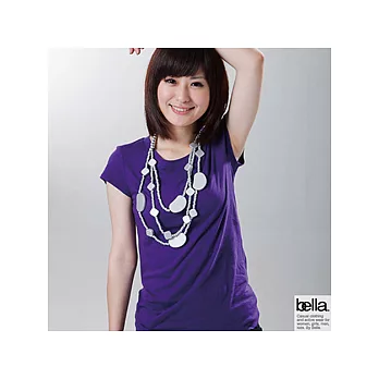 【美國Bella】俏麗柔棉圓領長版 TEE-女(戀深紫-S)