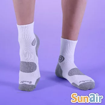 sunair 第三代健康除臭襪子 自行車款1/2筒 (白+淺灰)