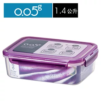 『ZZF-130V』樂扣0.05g超保鮮微波長方型保鮮盒-(1.4L)(紫蓋)