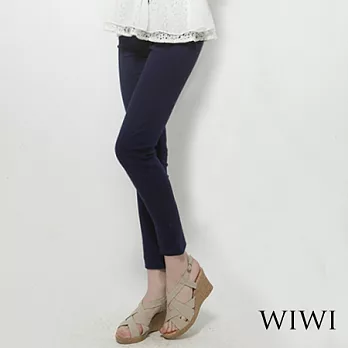 【WIWI】SlimFit 顯瘦水洗鬆緊卡其煙管褲(深藍M/L)M深藍