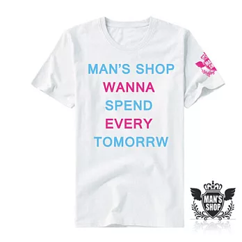 【男人幫】T0818＊【Wanna Spend Every Tomorrw英文字母T恤】2XL白色