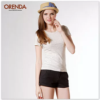 ORENDA 手工綴珠圓領上衣S淺麻灰