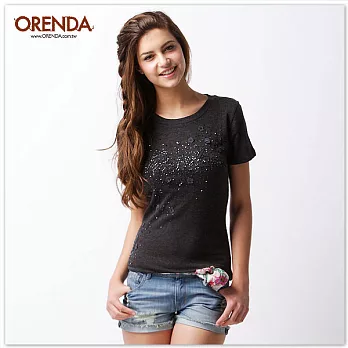 ORENDA 手工綴珠圓領上衣S深麻灰