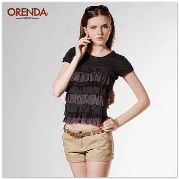ORENDA 俏皮甜心層次上衣S黑灰色