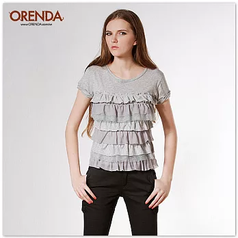 ORENDA 俏皮甜心層次上衣S麻灰色