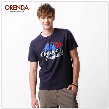 ORENDA 椰子樹數字貼布繡男TeeS深藍色