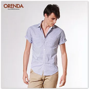 ORENDA 經典直條纹襯衫S藍白條