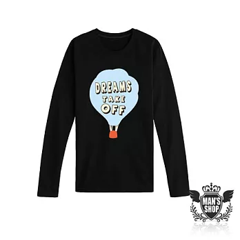 【男人幫 】T5503＊【夢想熱氣球長袖T恤】S黑色
