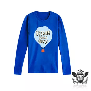 【男人幫 】T5503＊【夢想熱氣球長袖T恤】S寶藍色