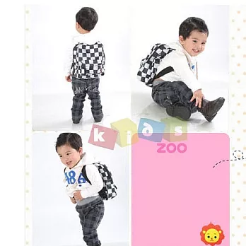 【kids zoo】】童趣造型超實用大後背包黑白格紋