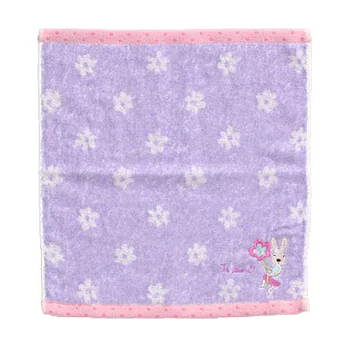 le sucre 法國兔花朵刺繡方毛巾-紫