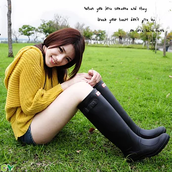 【Sanho】典雅時尚風防水長筒雨靴/10.5帥氣黑