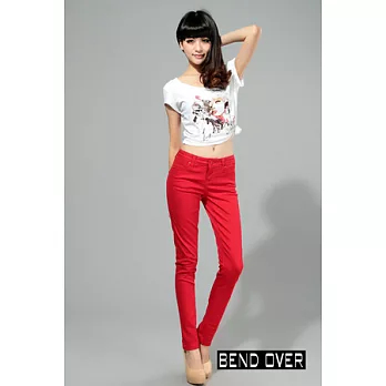 【BENDOVER】豔彩美型窄管牛仔褲-共五色(熱戀紅)26熱戀紅