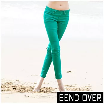 【BENDOVER】豔彩美型窄管牛仔褲-共五色(孔雀綠)26孔雀綠
